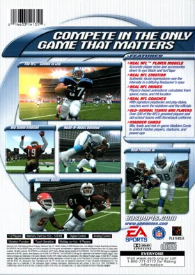 Madden NFL 2001 box cover back